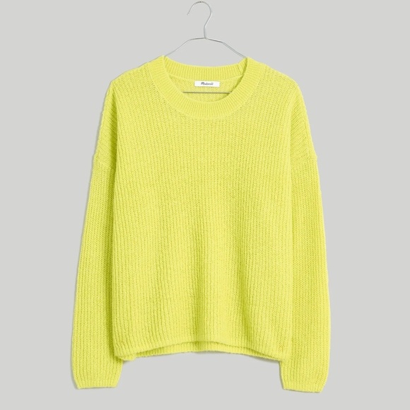Madewell Ribbed Crewneck Sweater in Heather Citron Size Large - Picture 3 of 12